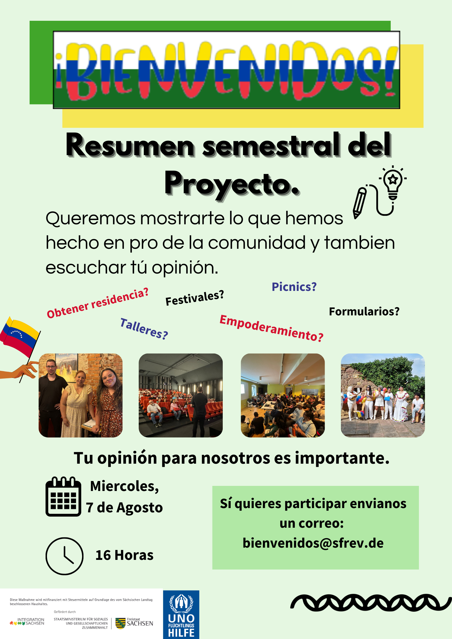 Offenes Zwischenauswertungstreffen Projekt BIENVENIDOS (spanisch)