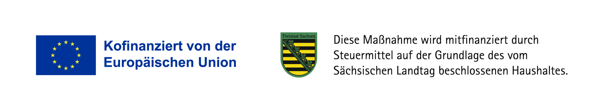 Logos Projektförderung: Kofinanziert von Europäischen Union. Maßnahme wird mitfanziert durch Steuermittel auf der Grundlage des vom Sächsischen Landtag beschlossenen Haushalts.