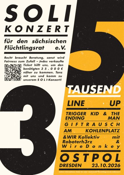 Plakat für Sloikonzert in Dresden am 23.10.26 mit QR Code.